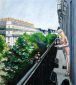 Un balcon, boulevard Haussmann (d‘après Caillebotte et Jeff Koons) - pastel sur papier - 21x24cm - 8 sur 10 - 2014