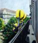 Un balcon, boulevard Haussmann (d‘après Caillebotte et Jeff Koons) - pastel sur papier - 21x24cm - 7 sur 10 - 2014